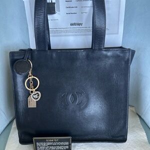 Authentic Chanel Lambskin Shopper Shoulder Bag